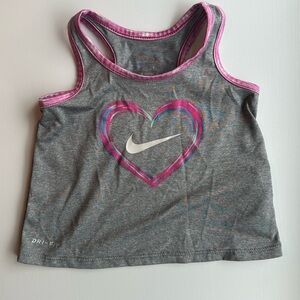 Nike Kids Gray Tank Top with Pink Heart